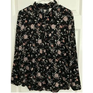 3/20 H&M Floral Button Down Long Sleeve Shirt